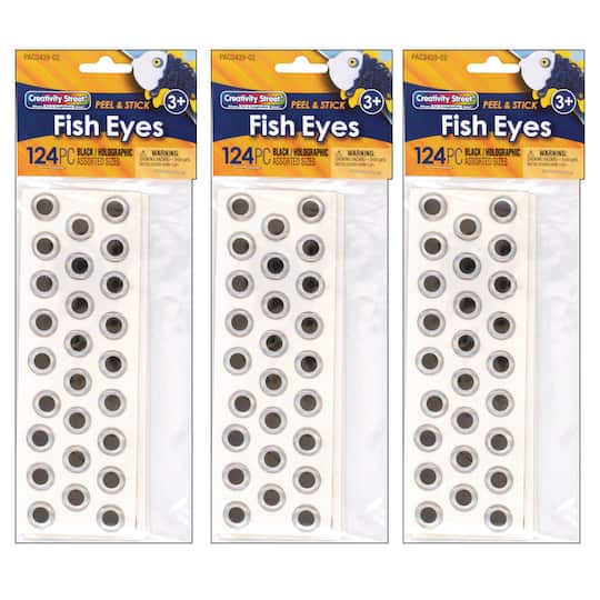 4 Packs: 3 Packs 124 ct. (1,488 total) Creativity Street&#xAE; Assorted Size Holographic Fish Eyes